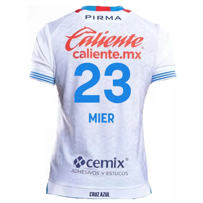 Danxen Uomo Maglia Kevin Mier #23 Bianco Blu Kit Gara Away 2024/25 Maglietta