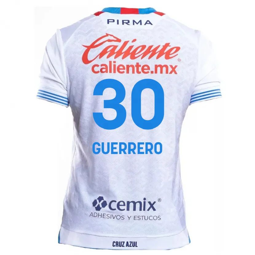 Danxen Uomo Maglia Rafael Guerrero #30 Bianco Blu Kit Gara Away 2024/25 Maglietta