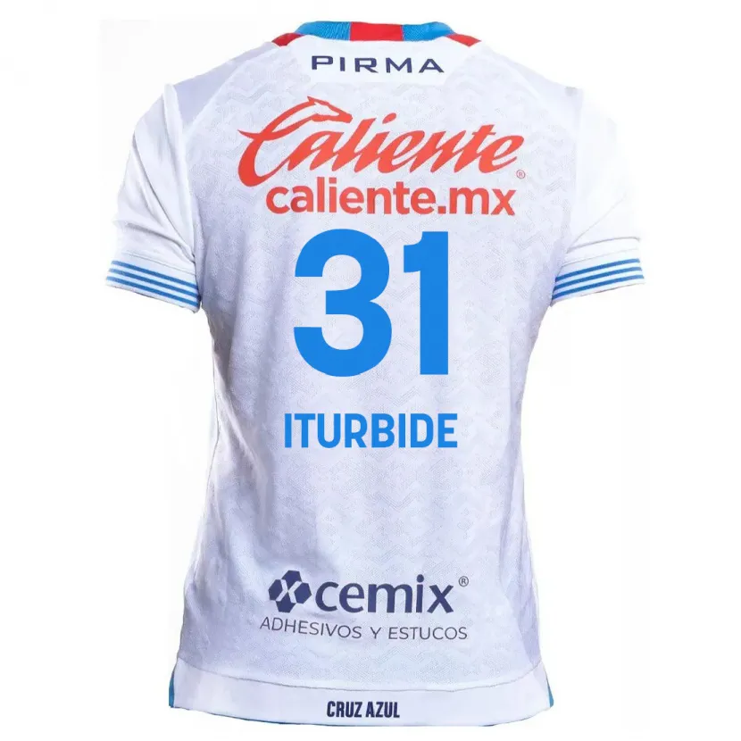 Danxen Uomo Maglia Luis Iturbide #31 Bianco Blu Kit Gara Away 2024/25 Maglietta