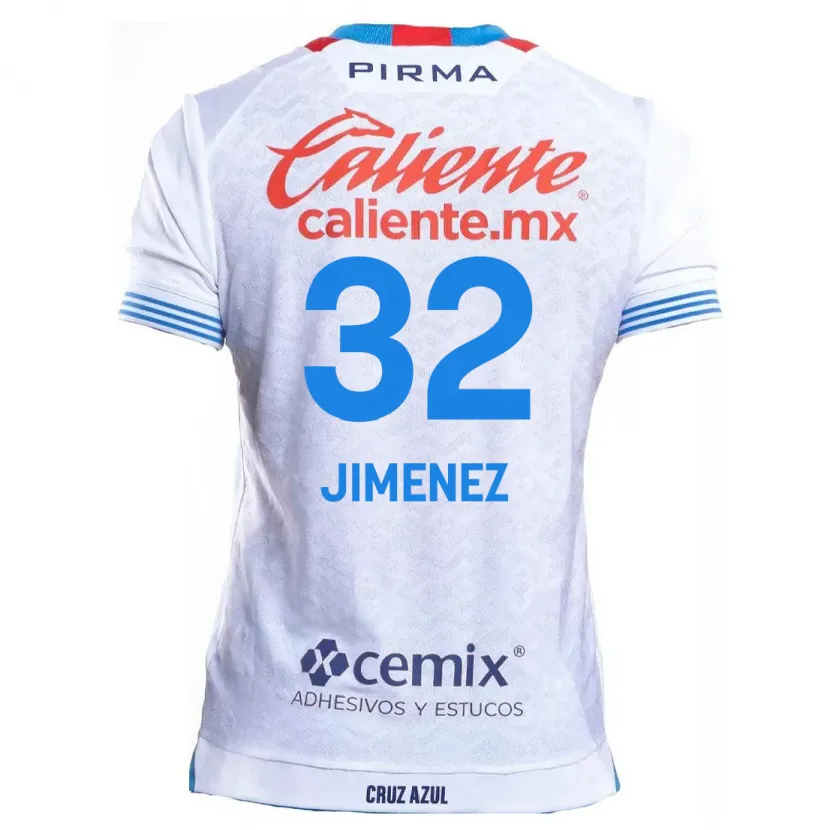 Danxen Uomo Maglia Cristian Jiménez #32 Bianco Blu Kit Gara Away 2024/25 Maglietta
