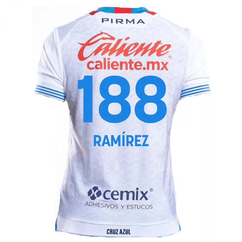 Danxen Uomo Maglia Diego Ramírez #188 Bianco Blu Kit Gara Away 2024/25 Maglietta