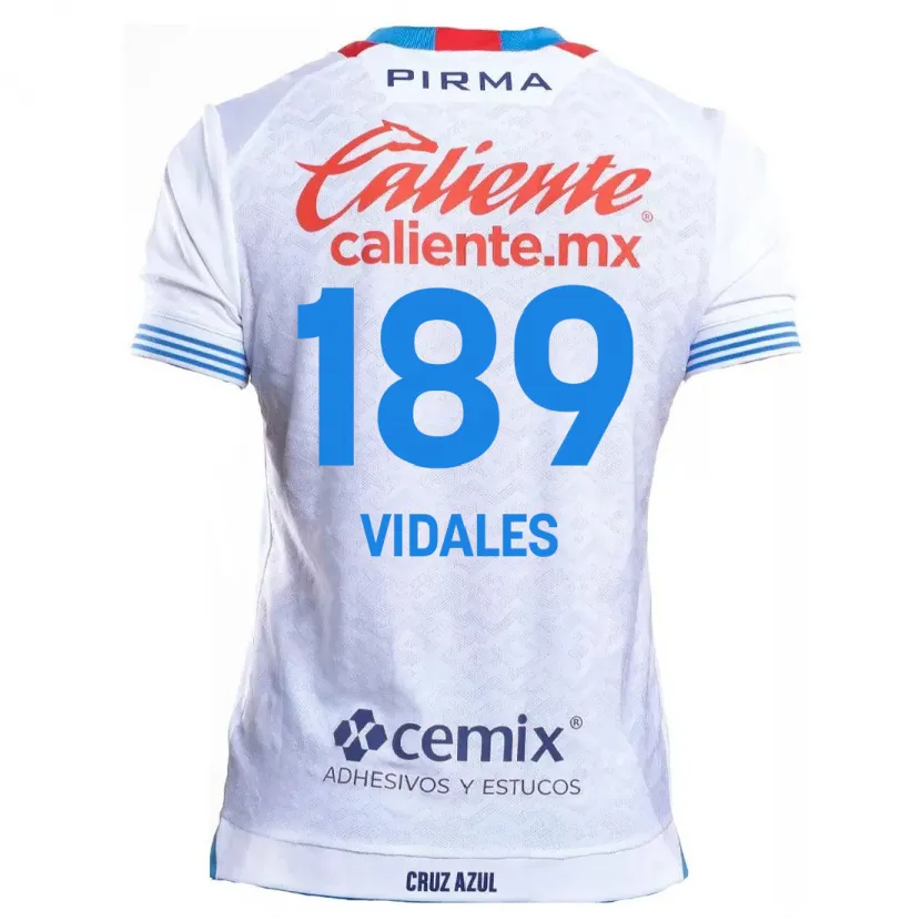 Danxen Uomo Maglia Álvaro Vidales #189 Bianco Blu Kit Gara Away 2024/25 Maglietta