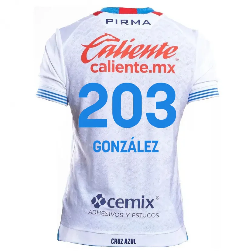 Danxen Uomo Maglia Rogelio González #203 Bianco Blu Kit Gara Away 2024/25 Maglietta