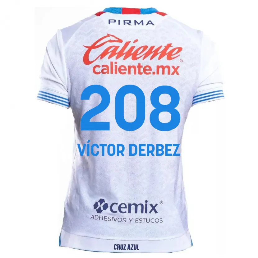 Danxen Uomo Maglia Louis Víctor Derbez #208 Bianco Blu Kit Gara Away 2024/25 Maglietta