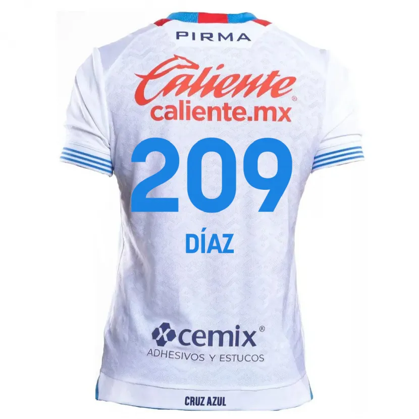 Danxen Uomo Maglia Josué Díaz #209 Bianco Blu Kit Gara Away 2024/25 Maglietta