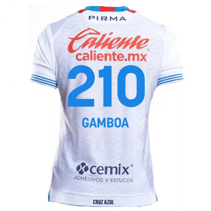 Danxen Uomo Maglia Bryan Gamboa #210 Bianco Blu Kit Gara Away 2024/25 Maglietta