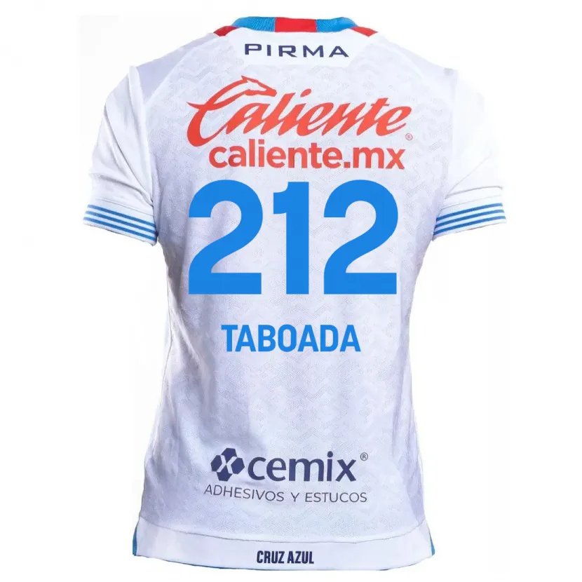 Danxen Uomo Maglia Víctor Taboada #212 Bianco Blu Kit Gara Away 2024/25 Maglietta