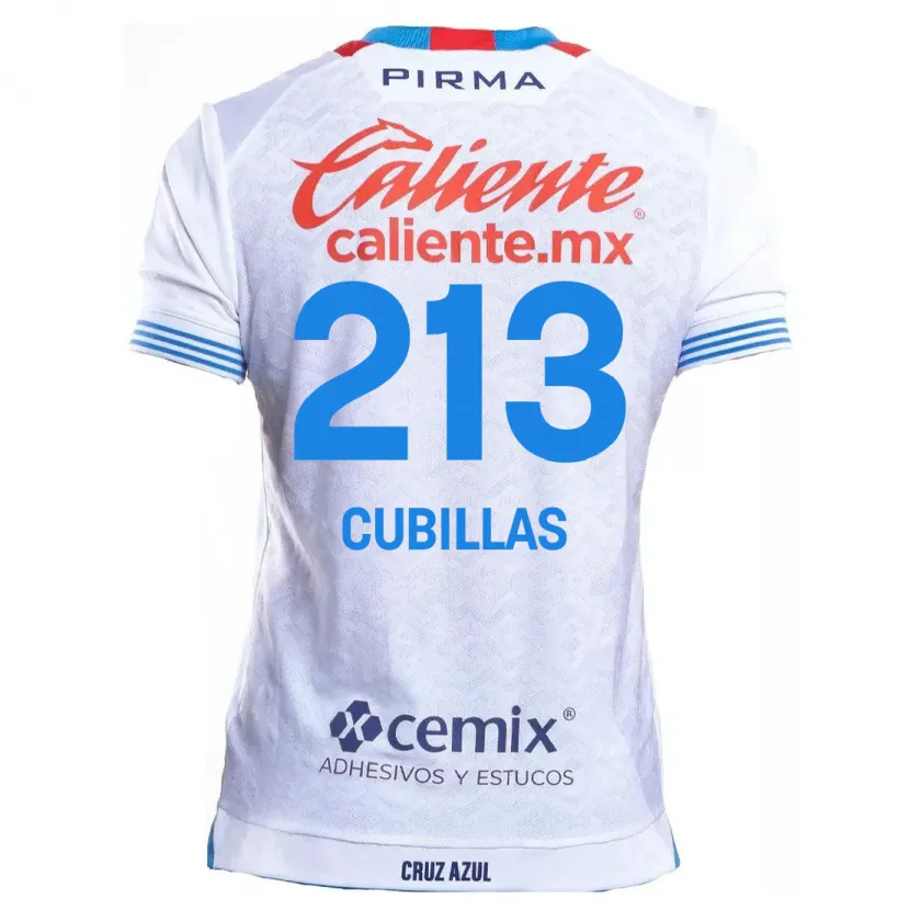 Danxen Uomo Maglia Andre Cubillas #213 Bianco Blu Kit Gara Away 2024/25 Maglietta