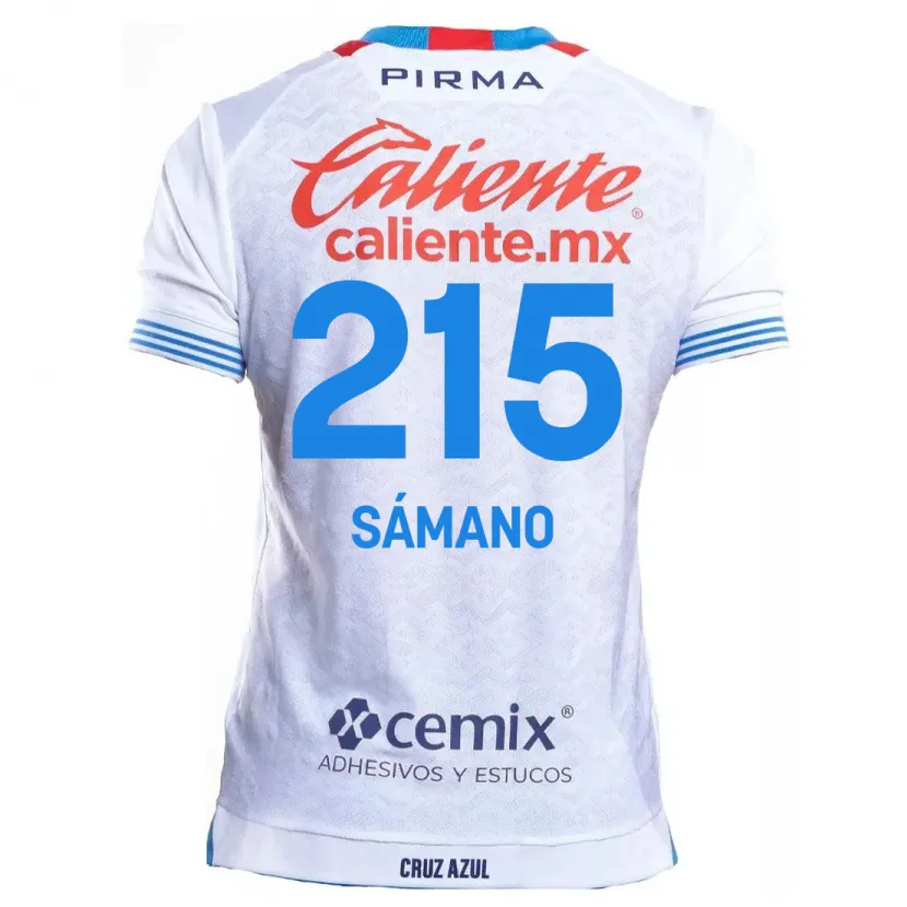 Danxen Uomo Maglia Fernando Sámano #215 Bianco Blu Kit Gara Away 2024/25 Maglietta