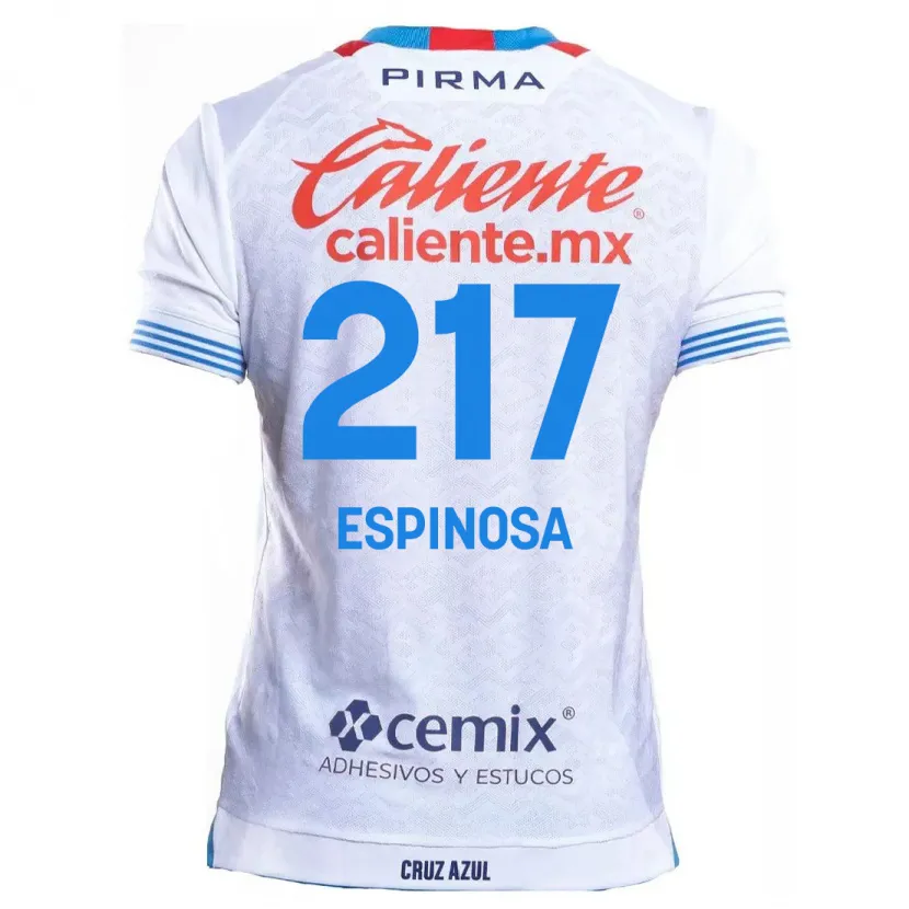 Danxen Uomo Maglia Samuel Espinosa #217 Bianco Blu Kit Gara Away 2024/25 Maglietta