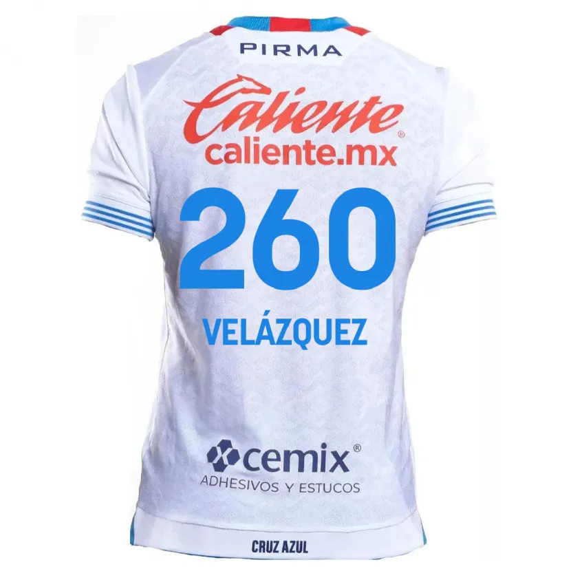 Danxen Uomo Maglia Víctor Velázquez #260 Bianco Blu Kit Gara Away 2024/25 Maglietta