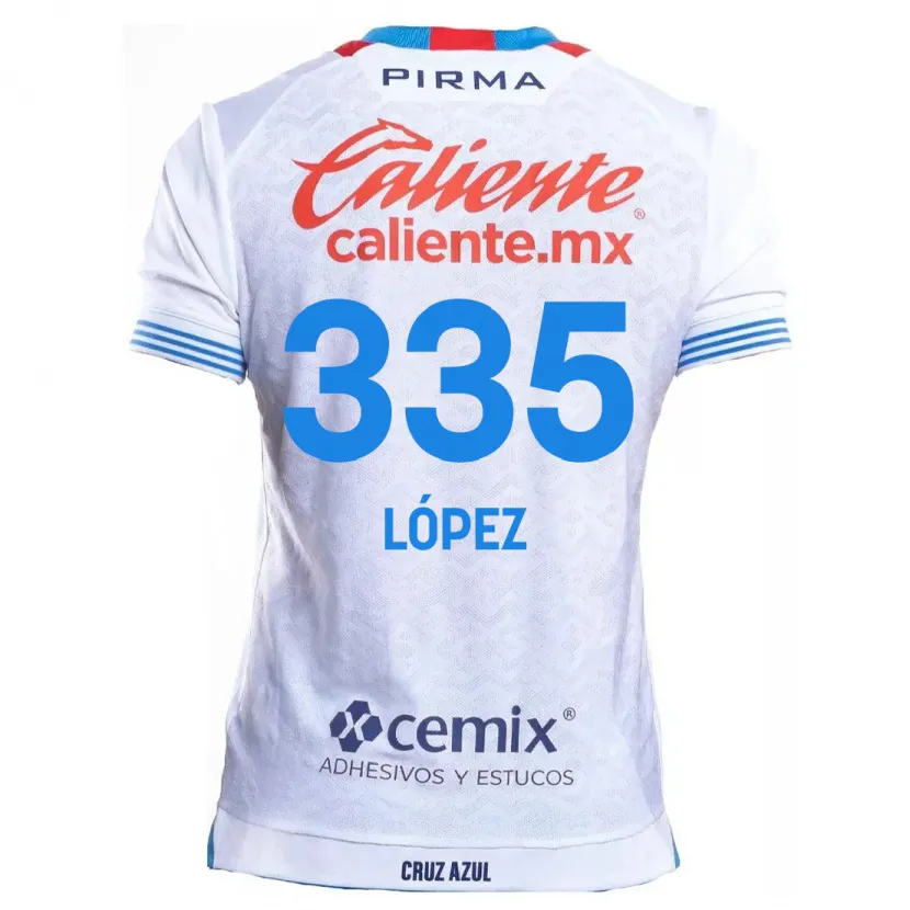 Danxen Uomo Maglia Alfredo López #335 Bianco Blu Kit Gara Away 2024/25 Maglietta