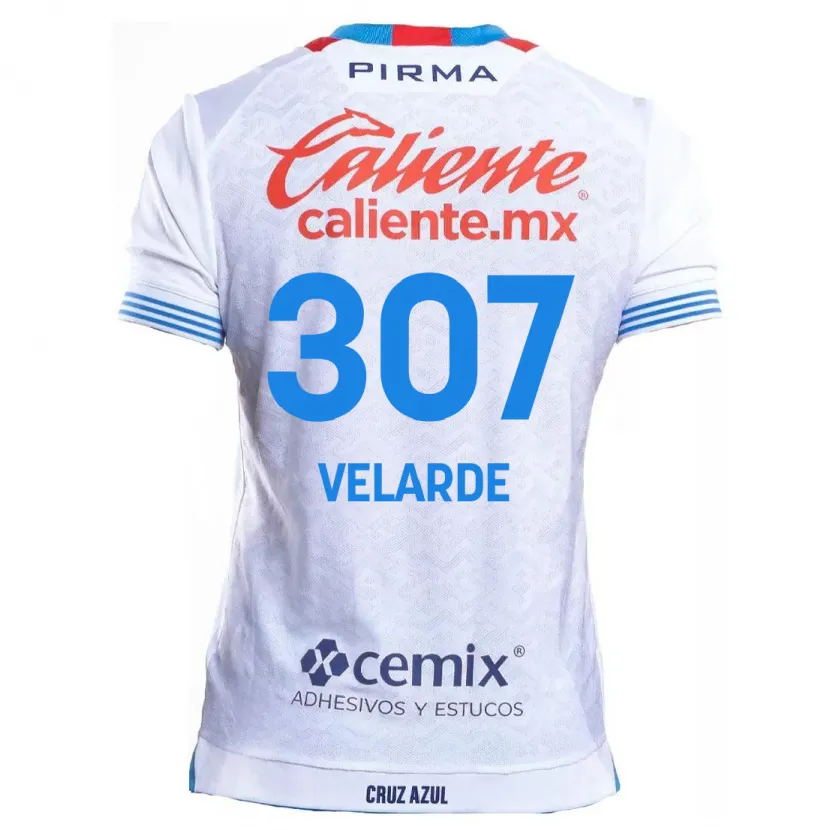 Danxen Uomo Maglia Juan Velarde #307 Bianco Blu Kit Gara Away 2024/25 Maglietta