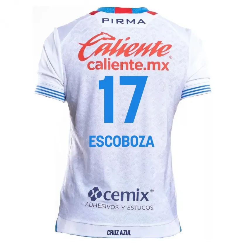 Danxen Uomo Maglia Alonso Escoboza #17 Bianco Blu Kit Gara Away 2024/25 Maglietta