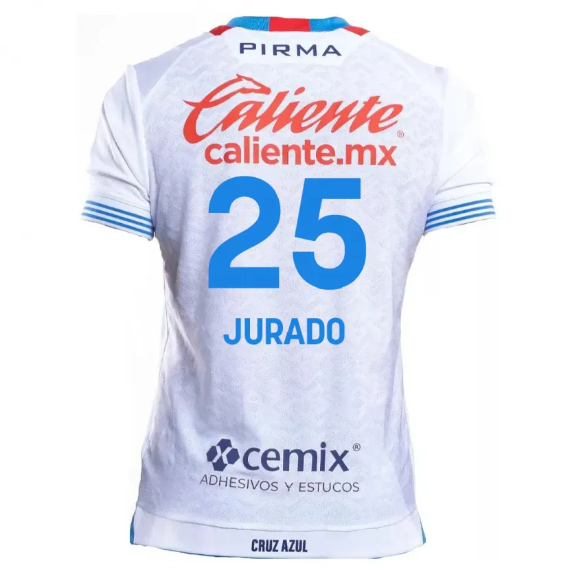 Danxen Uomo Maglia Sebastián Jurado #25 Bianco Blu Kit Gara Away 2024/25 Maglietta