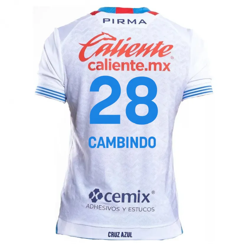 Danxen Uomo Maglia Diber Cambindo #28 Bianco Blu Kit Gara Away 2024/25 Maglietta