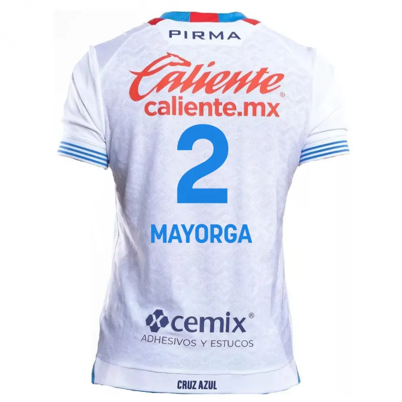 Danxen Uomo Maglia Alejandro Mayorga #2 Bianco Blu Kit Gara Away 2024/25 Maglietta