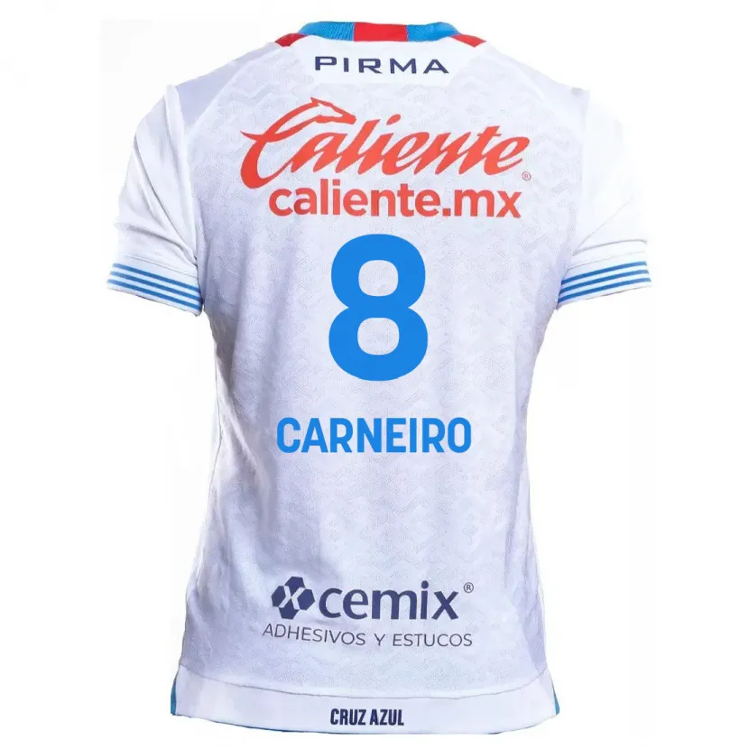Danxen Uomo Maglia Gonzalo Carneiro #8 Bianco Blu Kit Gara Away 2024/25 Maglietta