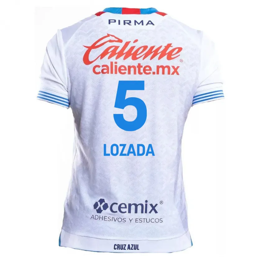 Danxen Uomo Maglia Ana Lozada #5 Bianco Blu Kit Gara Away 2024/25 Maglietta