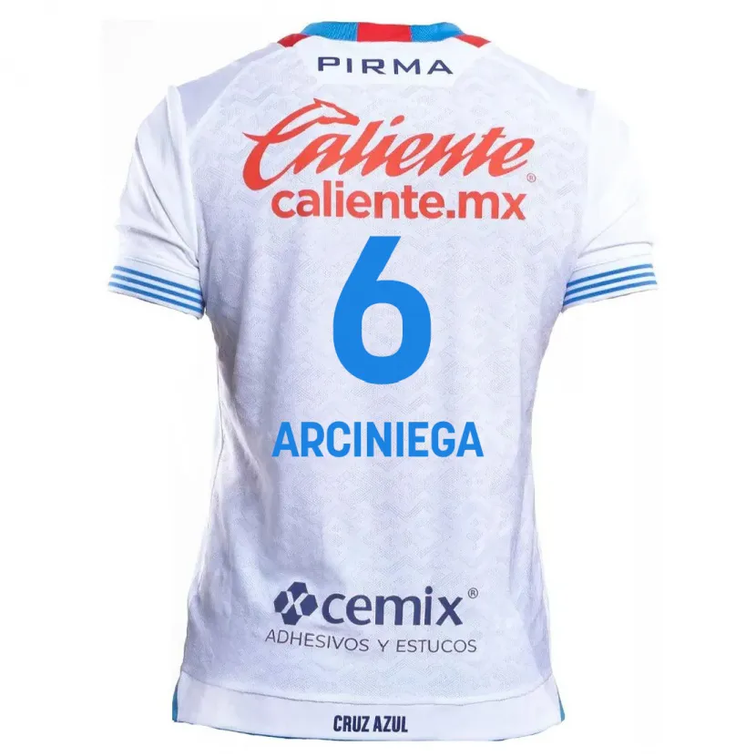 Danxen Uomo Maglia Mirelle Arciniega #6 Bianco Blu Kit Gara Away 2024/25 Maglietta