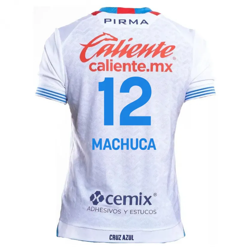 Danxen Uomo Maglia Gabriela Machuca #12 Bianco Blu Kit Gara Away 2024/25 Maglietta