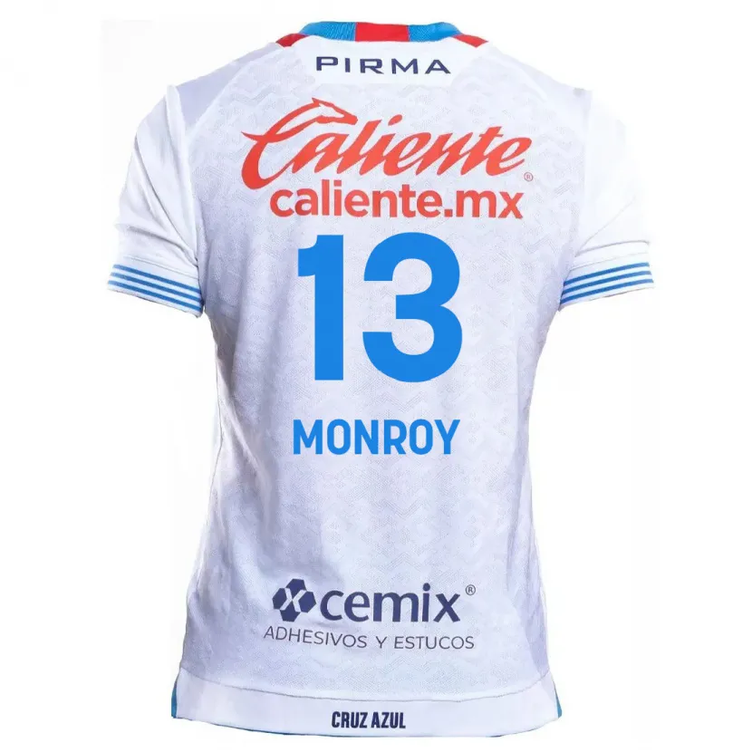 Danxen Uomo Maglia Daniela Monroy #13 Bianco Blu Kit Gara Away 2024/25 Maglietta