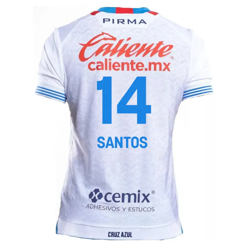 Danxen Uomo Maglia Eleisa Santos #14 Bianco Blu Kit Gara Away 2024/25 Maglietta