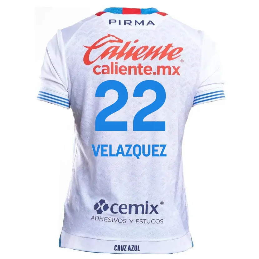 Danxen Uomo Maglia Hireri Velazquez #22 Bianco Blu Kit Gara Away 2024/25 Maglietta