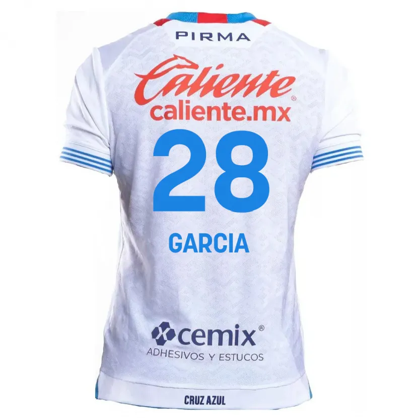 Danxen Uomo Maglia Ana Garcia #28 Bianco Blu Kit Gara Away 2024/25 Maglietta