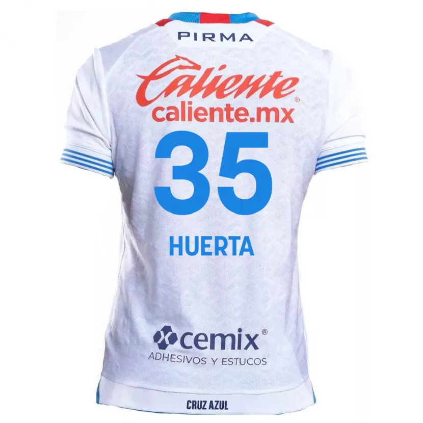 Danxen Uomo Maglia Renata Huerta #35 Bianco Blu Kit Gara Away 2024/25 Maglietta