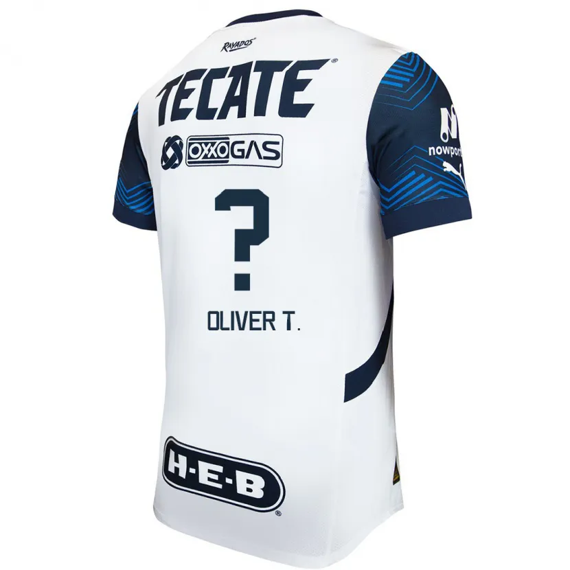 Danxen Uomo Maglia Óliver Torres #0 Bianco Blu Kit Gara Away 2024/25 Maglietta