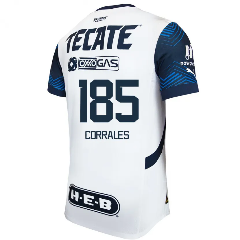 Danxen Uomo Maglia Ángel Corrales #185 Bianco Blu Kit Gara Away 2024/25 Maglietta