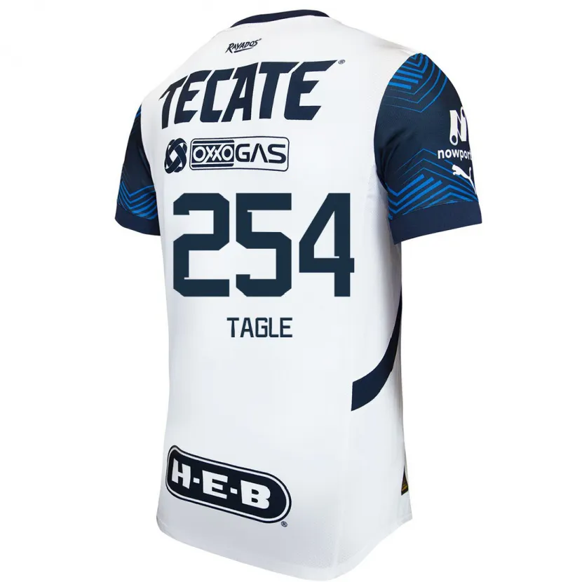 Danxen Uomo Maglia Alessandro Tagle #254 Bianco Blu Kit Gara Away 2024/25 Maglietta