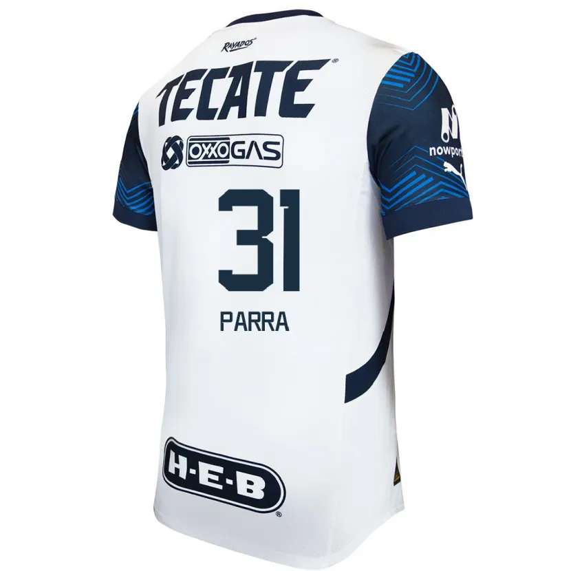 Danxen Uomo Maglia Daniel Parra #31 Bianco Blu Kit Gara Away 2024/25 Maglietta