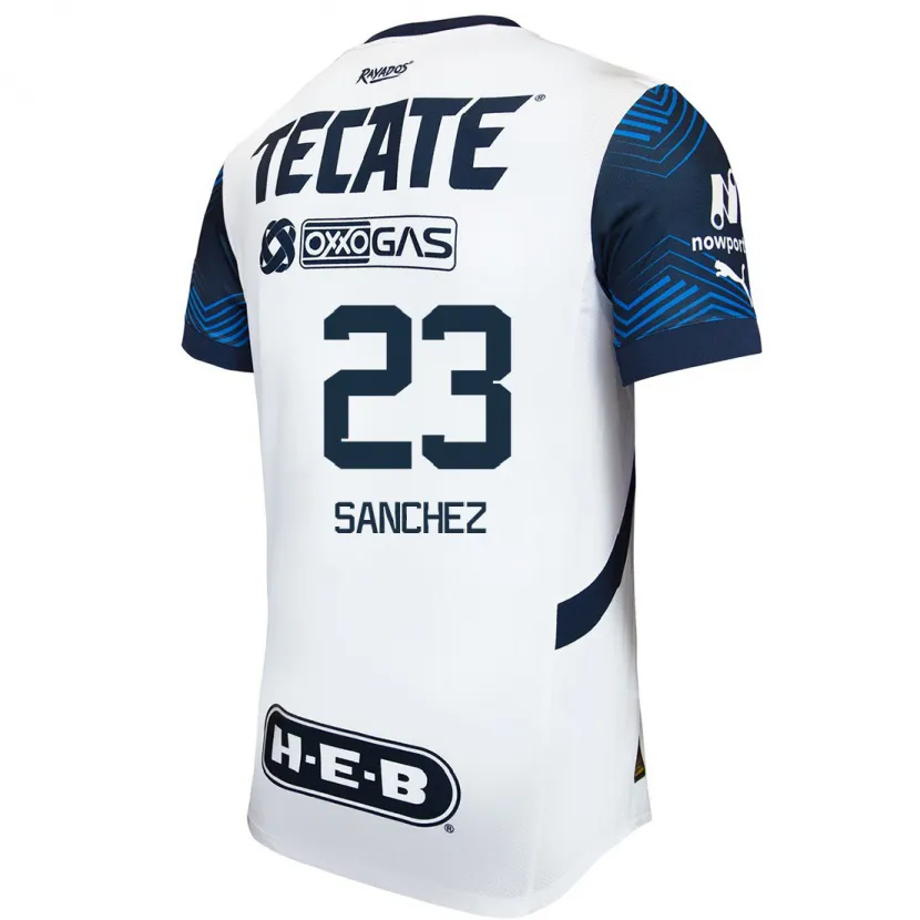 Danxen Uomo Maglia Gustavo Sanchez #23 Bianco Blu Kit Gara Away 2024/25 Maglietta