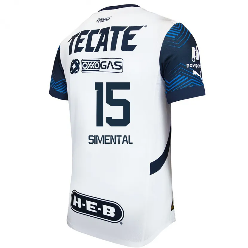 Danxen Uomo Maglia Samantha Simental #15 Bianco Blu Kit Gara Away 2024/25 Maglietta
