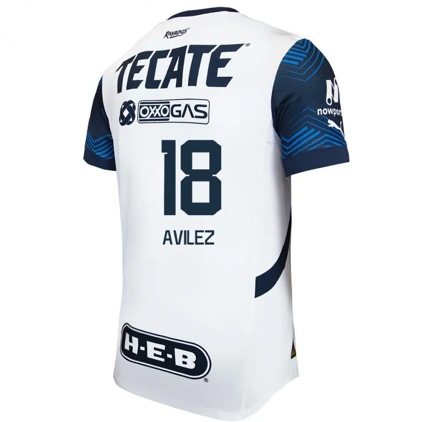 Danxen Uomo Maglia Aylin Avilez #18 Bianco Blu Kit Gara Away 2024/25 Maglietta