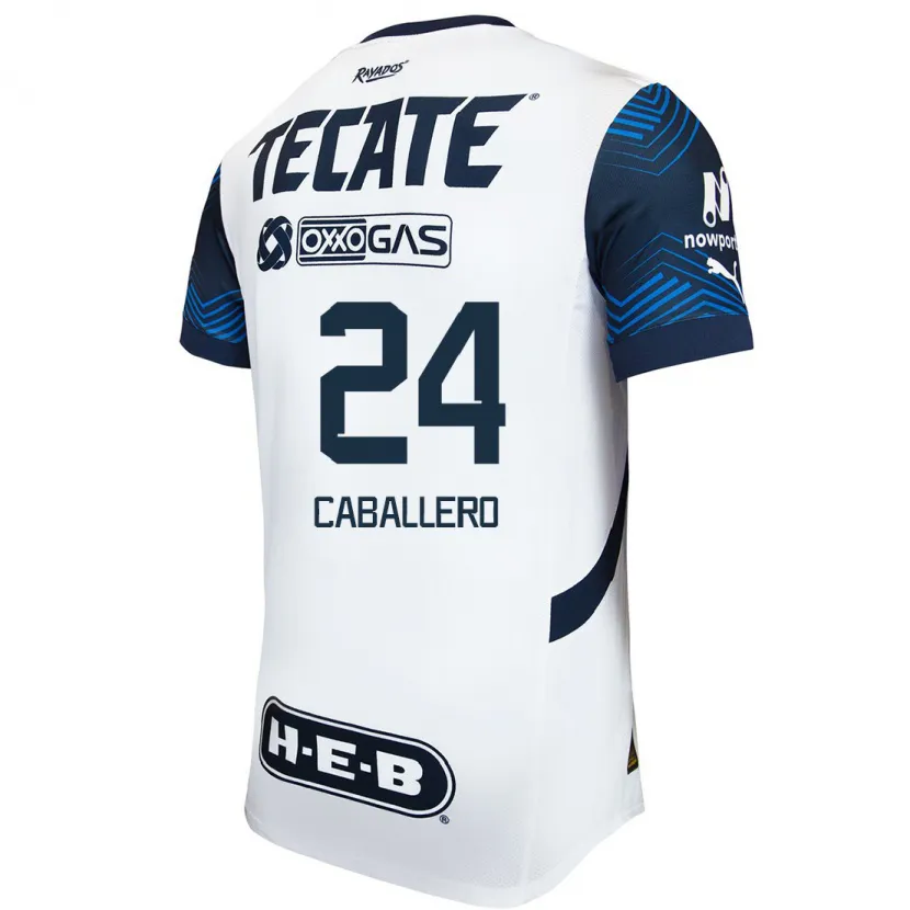 Danxen Uomo Maglia Mariana Caballero #24 Bianco Blu Kit Gara Away 2024/25 Maglietta