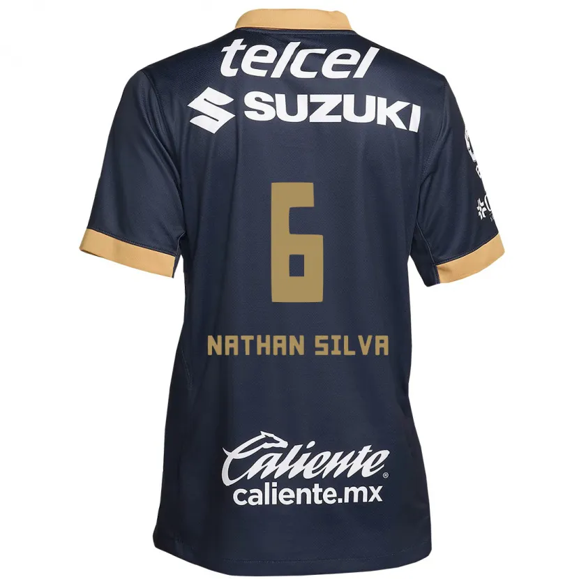 Danxen Uomo Maglia Nathan Silva #6 Ossidiana Oro Bianco Kit Gara Away 2024/25 Maglietta