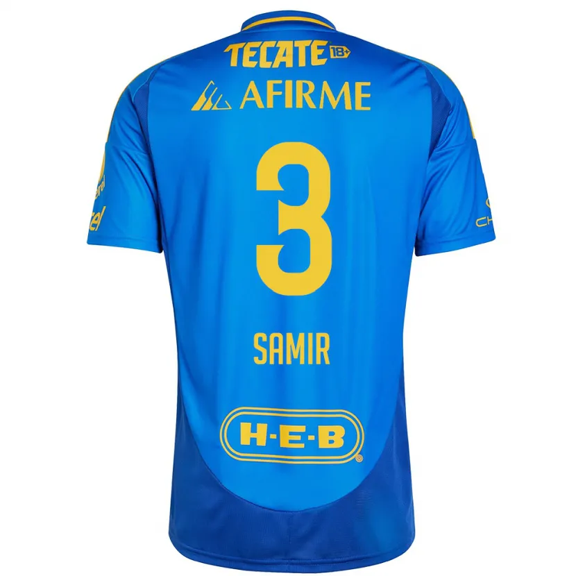 Danxen Uomo Maglia Samir Caetano #3 Blu Giallo Kit Gara Away 2024/25 Maglietta