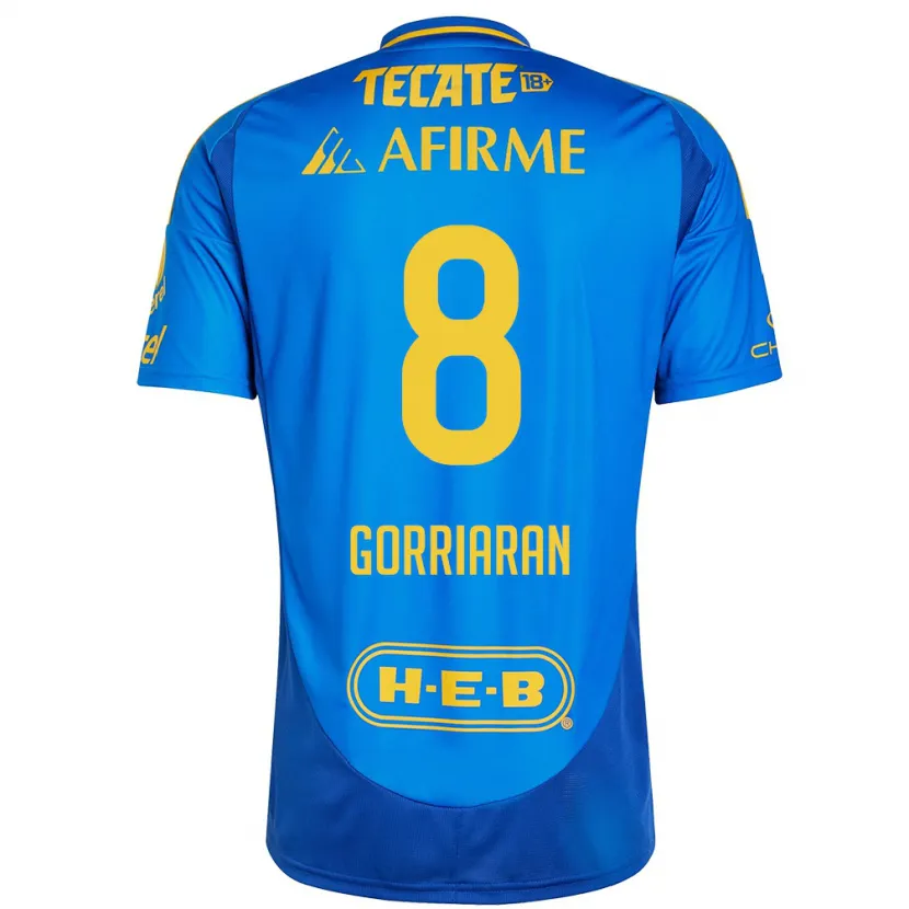 Danxen Uomo Maglia Fernando Gorriarán #8 Blu Giallo Kit Gara Away 2024/25 Maglietta