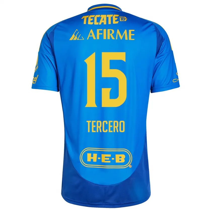 Danxen Uomo Maglia Eduardo Tercero #15 Blu Giallo Kit Gara Away 2024/25 Maglietta
