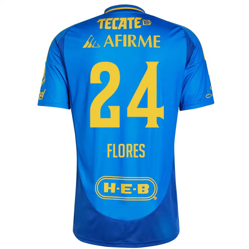 Danxen Uomo Maglia Marcelo Flores #24 Blu Giallo Kit Gara Away 2024/25 Maglietta