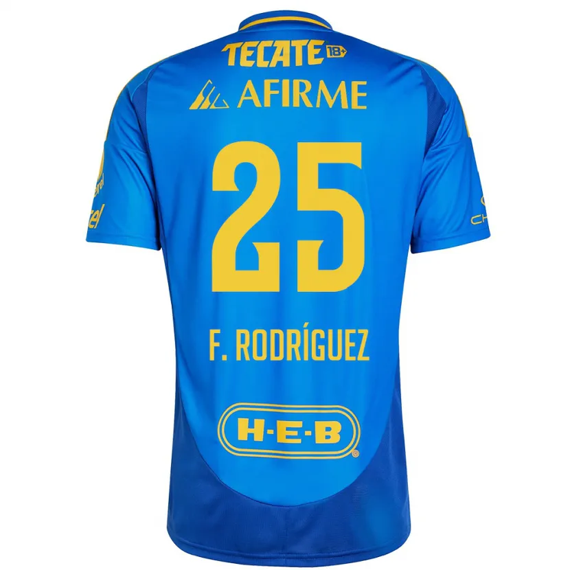 Danxen Uomo Maglia Felipe Rodríguez #25 Blu Giallo Kit Gara Away 2024/25 Maglietta