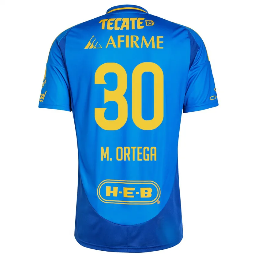 Danxen Uomo Maglia Miguel Ortega #30 Blu Giallo Kit Gara Away 2024/25 Maglietta