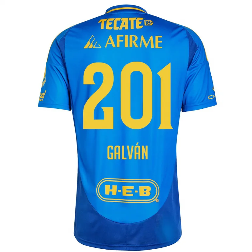 Danxen Uomo Maglia Isac Galván #201 Blu Giallo Kit Gara Away 2024/25 Maglietta