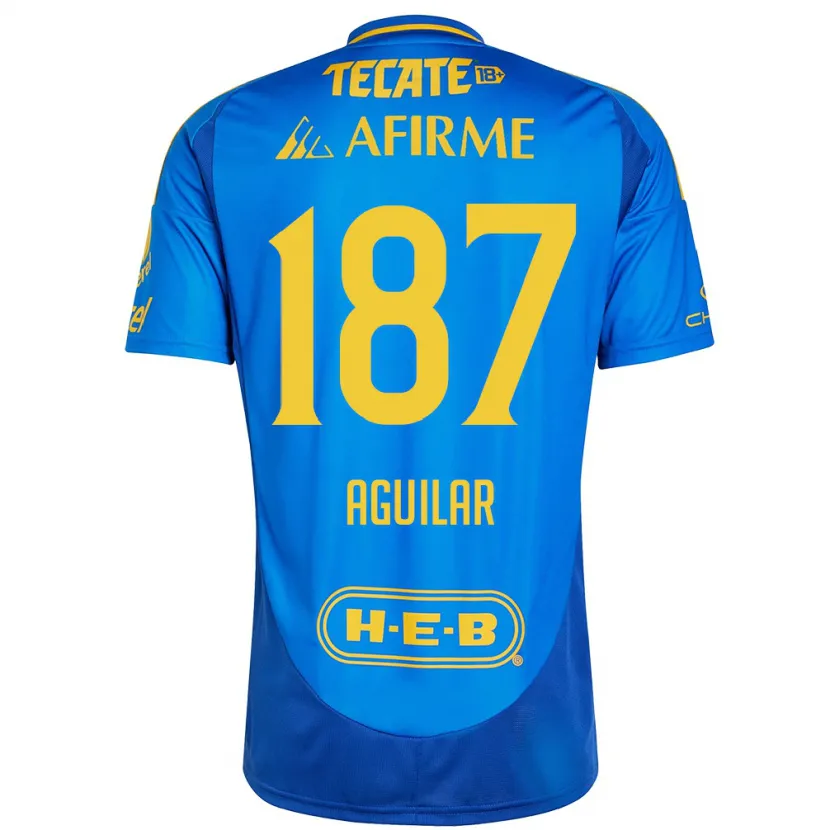 Danxen Uomo Maglia Manuel Aguilar #187 Blu Giallo Kit Gara Away 2024/25 Maglietta