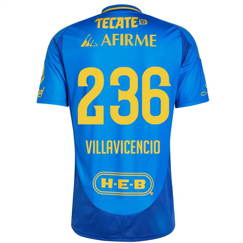 Danxen Uomo Maglia Edgar Villavicencio #236 Blu Giallo Kit Gara Away 2024/25 Maglietta