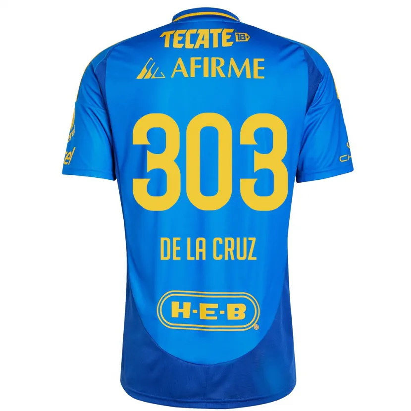Danxen Uomo Maglia Erick De La Cruz #303 Blu Giallo Kit Gara Away 2024/25 Maglietta