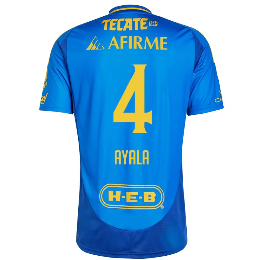 Danxen Uomo Maglia Hugo Ayala #4 Blu Giallo Kit Gara Away 2024/25 Maglietta